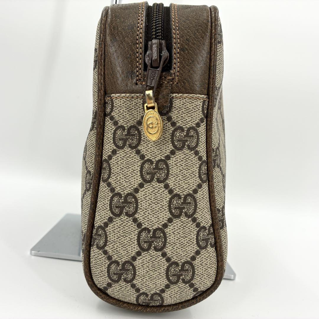 美品 GUCCI グッチ GG シェリーライン セカンドバッグ ポーチ ブラウン