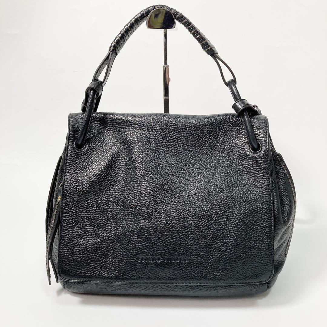 美品 プリニオヴィソナ 2way ハンドバッグ レザー シボ革 美品 プリニオヴィソナ 2way ハンドバッグ レザー シボ革
