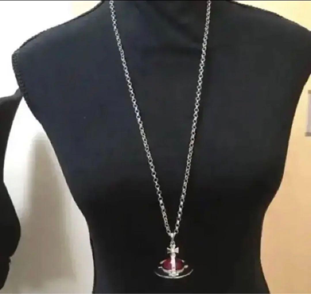 ヴィヴィアン スモールオーブネックレス シルバー×レッド | nalans.com