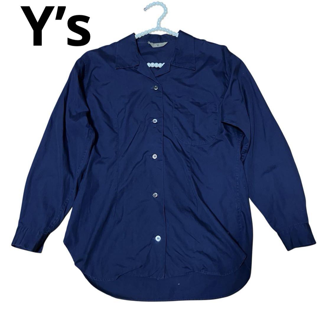 Y’s ワイズ　YOHJIYAMAMOTO コットン100%開襟シャツ　ネイビー