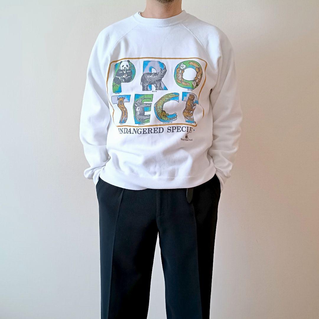古着 USA製 WWF アニマルプリント ラグランスウェット