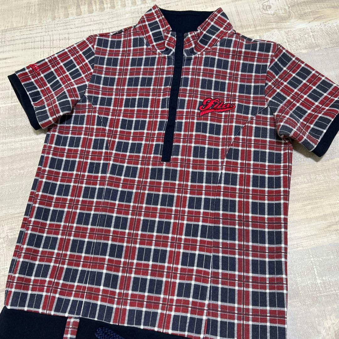 フィラ★総柄★ストレッチ★春秋★ハーフジップワンピース【サイズM】