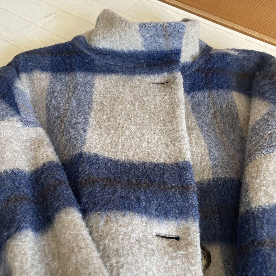 CLOCHE クロシェ MANTECO モヘヤコート チェック ベージュク