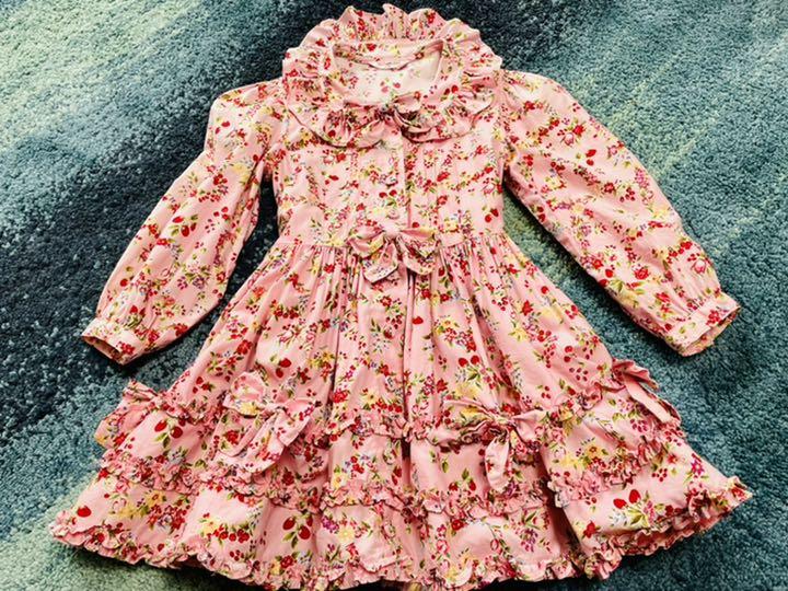 mezzopiano 花柄ピンクボリュームワンピース