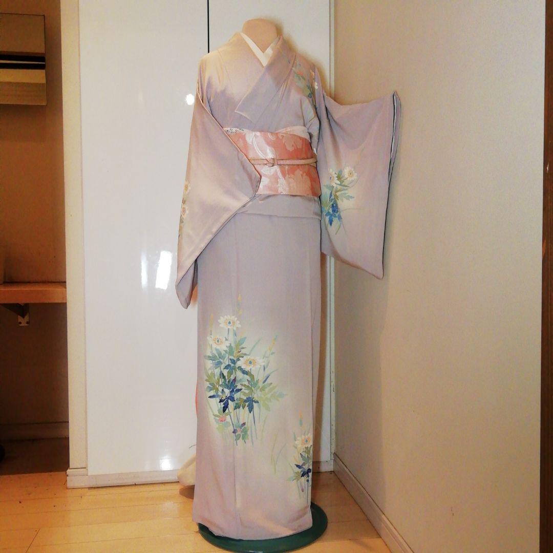 総刺繍 ぼかし染 変わり絽 胡蝶蘭 夏訪問着 正絹 金糸 夏着物