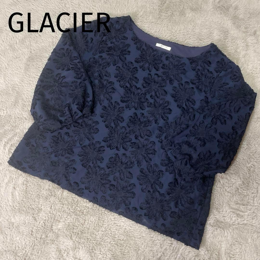 GLACIER】カットソー大花柄レースレーヨン35% 裏地L GLACIER】カットソー大花柄レースレーヨン35% 裏地L