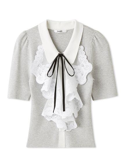 【新品】SNIDEL ラッフル刺繍ニットプルオーバー LGRY フリー
