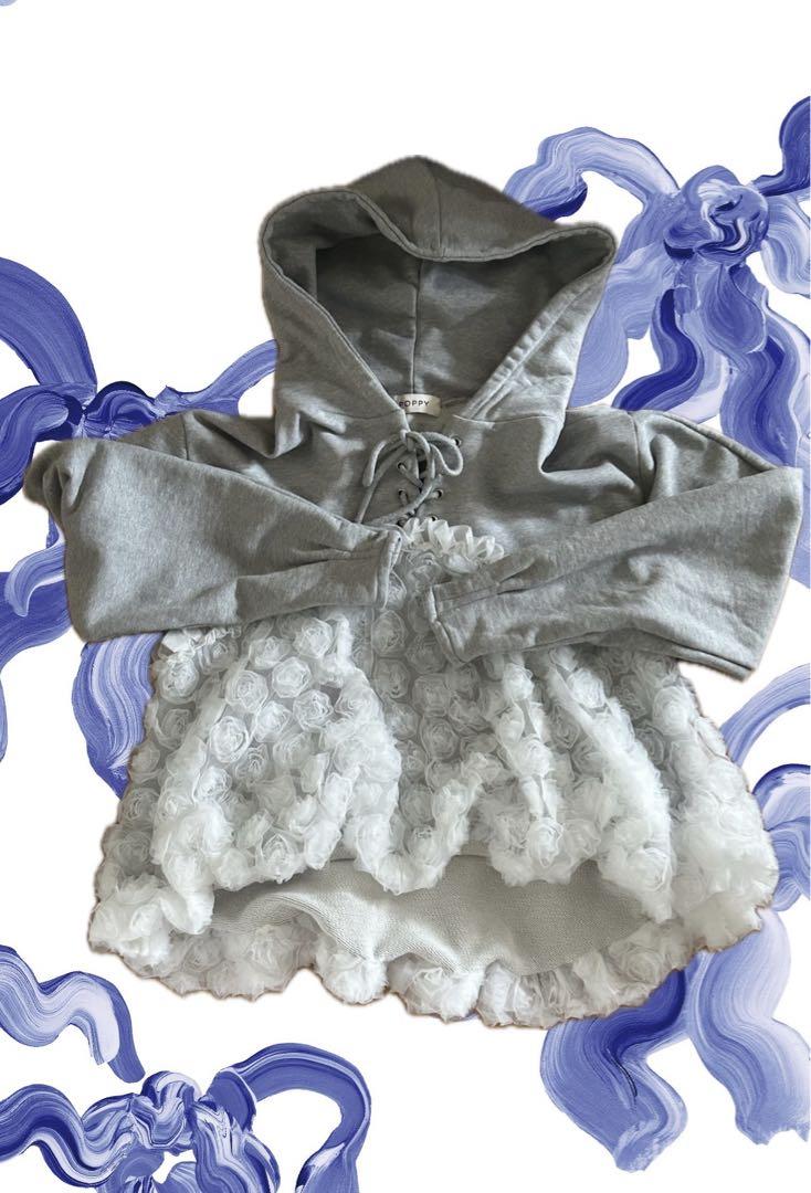 POPPY TULLE DOCKING HOODIE（GRAY）