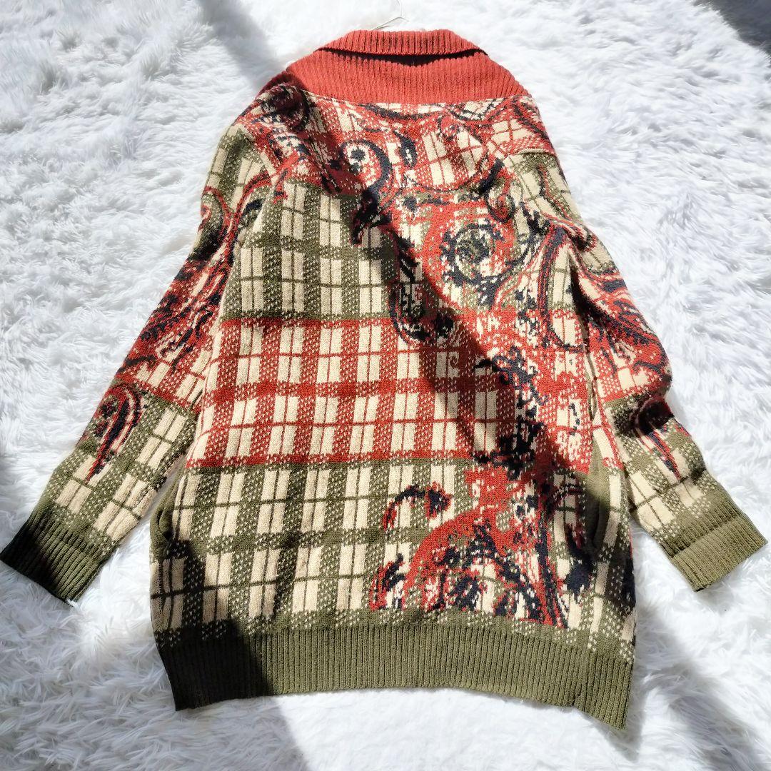 ETRO/エトロ】 総柄 カーディガン アンゴラ ウール ベルト 羽織り