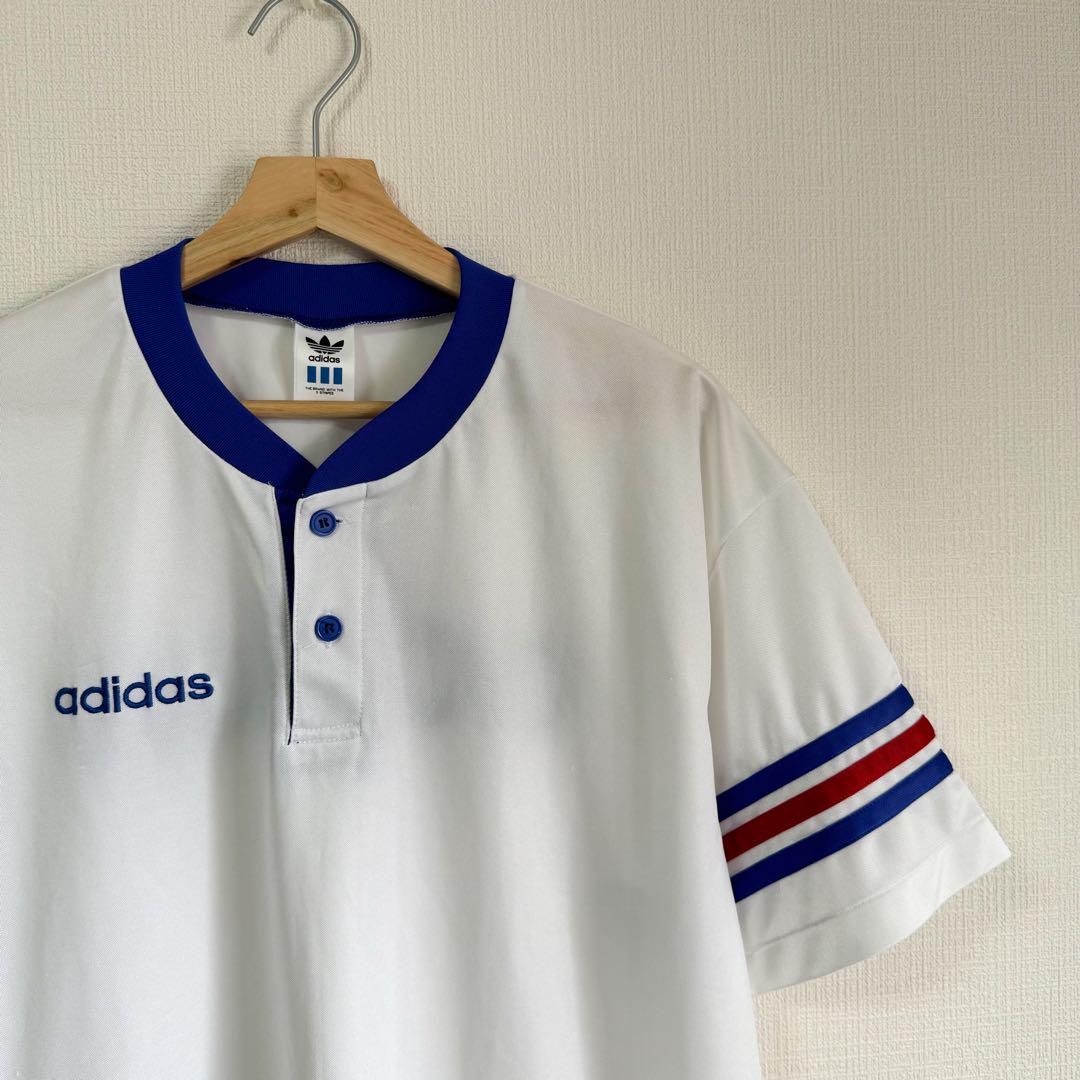 メンズ adidas サッカー Tシャツ 半袖 白 刺繍