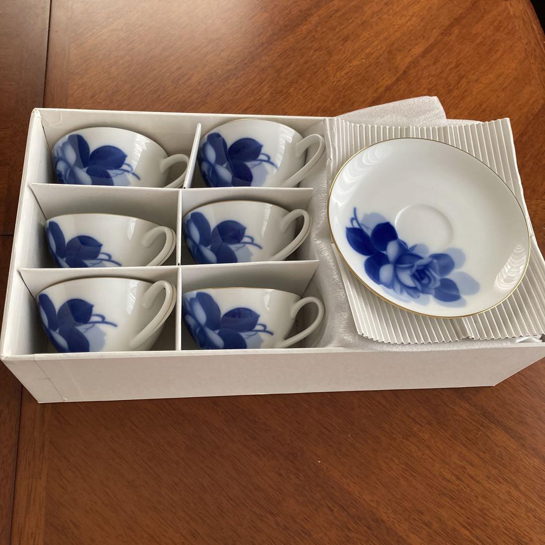 大倉陶園　ブルーローズ　カップ＆ソーサー　6客セット
