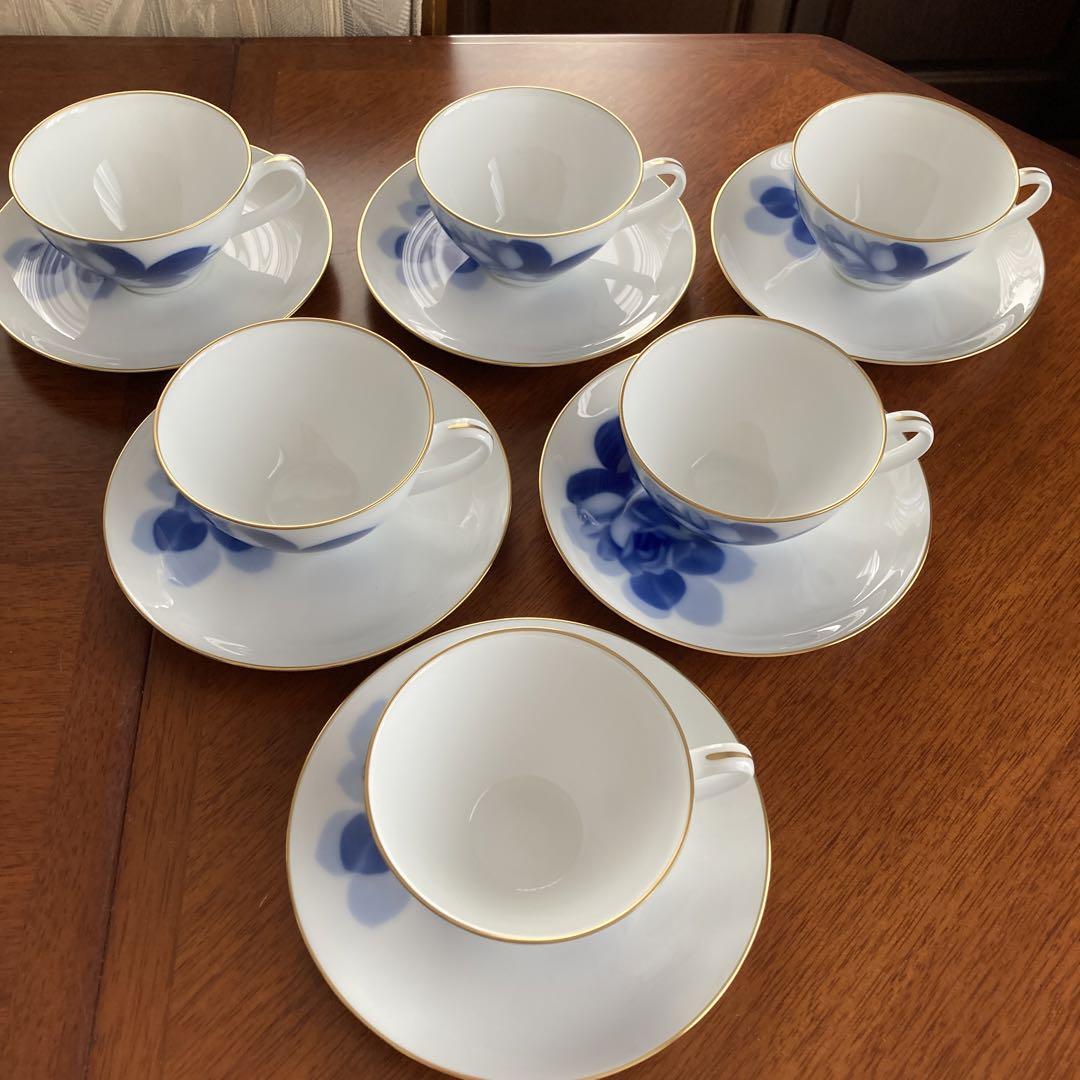 大倉陶園　ブルーローズ　カップ＆ソーサー　6客セット