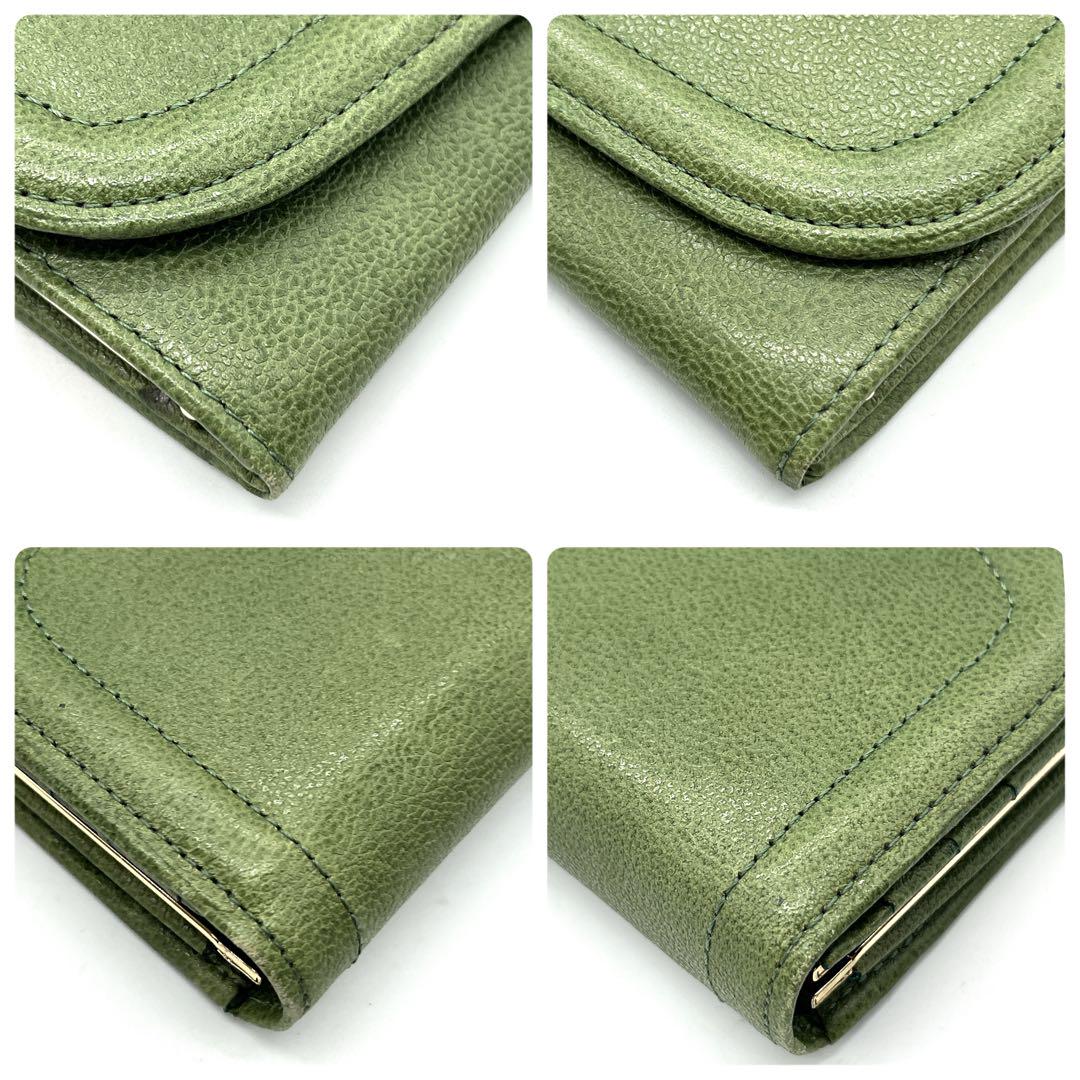特価 希少】 グリーン 長財布 がま口 レザー ヴィンテージ ジバンシー 小物