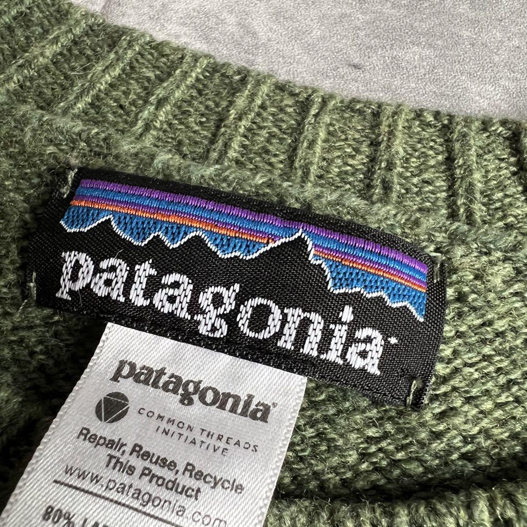 patagonia　パタゴニア　ラムウールニット　セーター　ボーダー　オリーブ