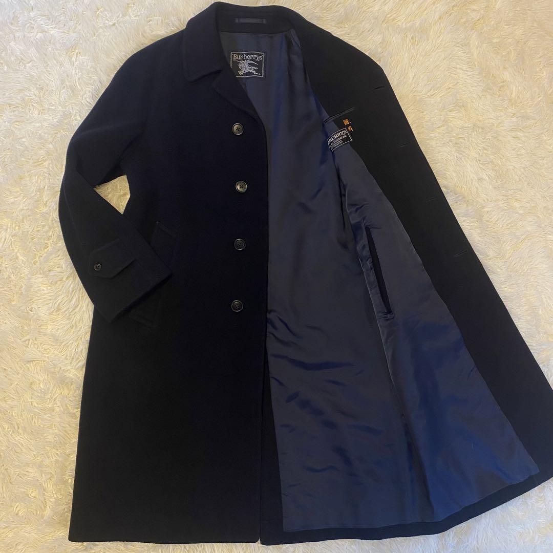 【極美品】バーバリー カシミヤ チェスターコート ダークネイビー メンズ M-L