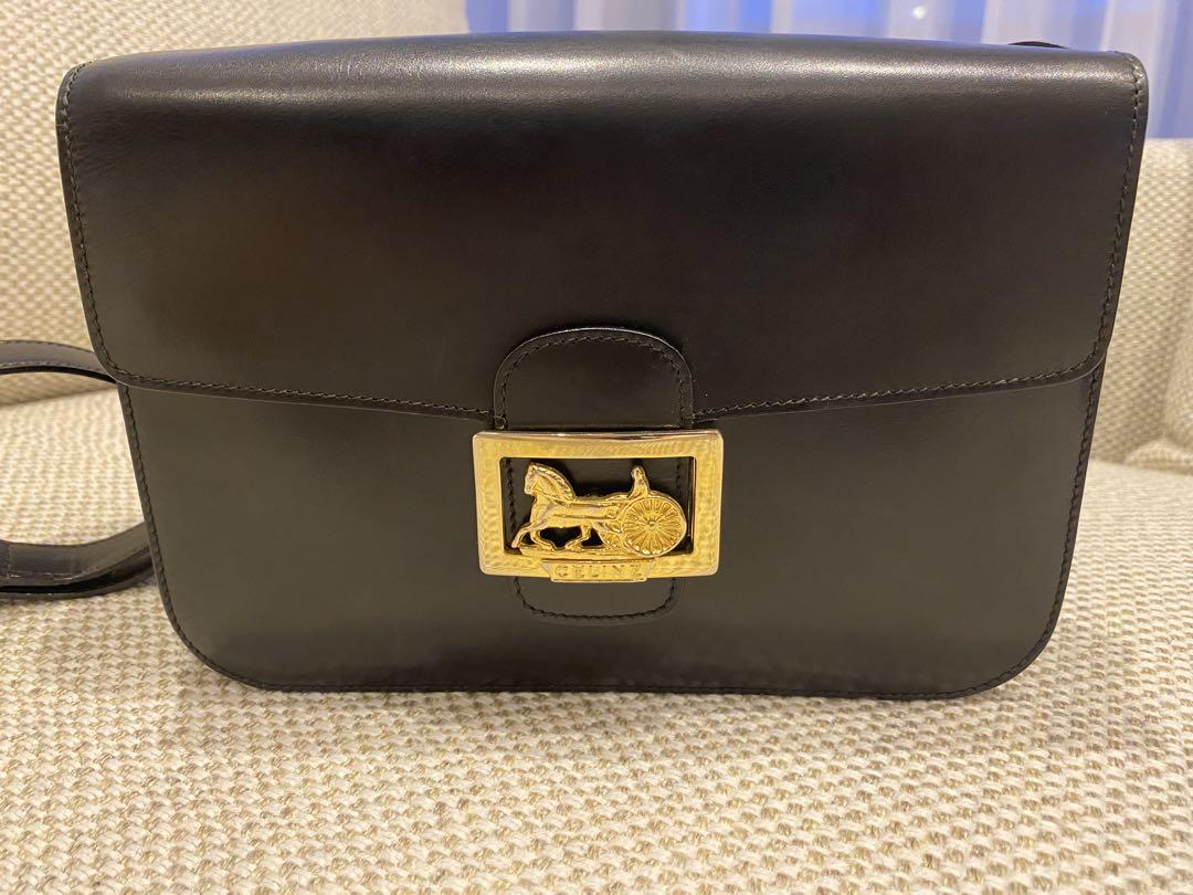 CELINE ブラックレザー ショルダーバッグ