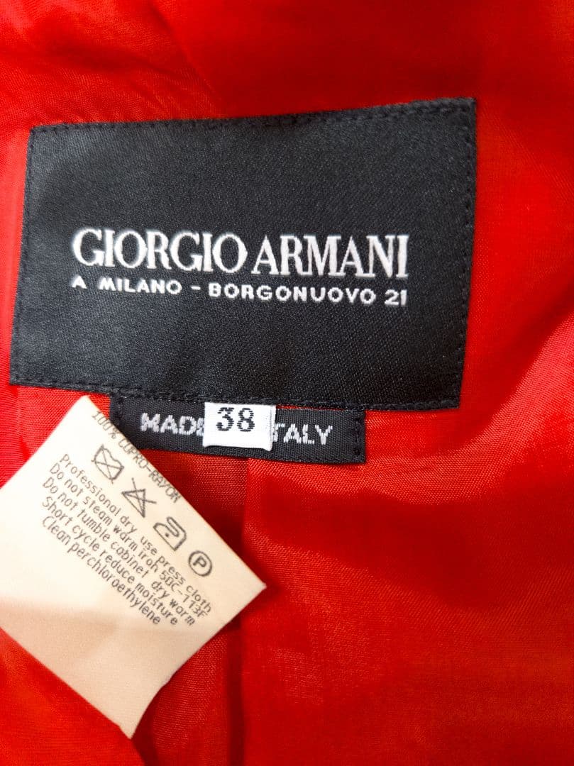 美品 90's ジョルジオアルマーニ 黒タグ ジャケット レッド テーラード