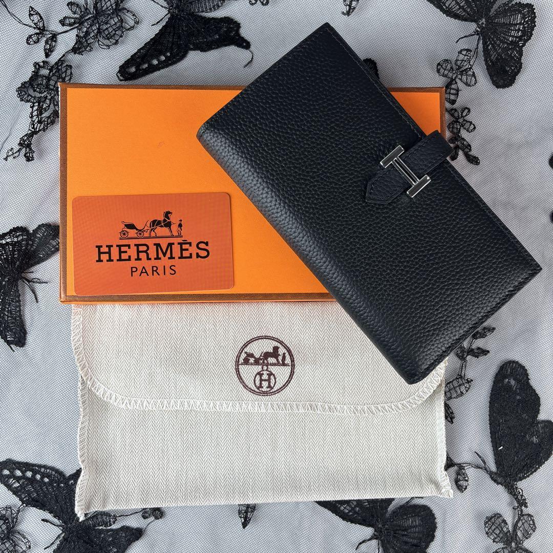 美品 エルメス Hermes 財布 長財布 黒