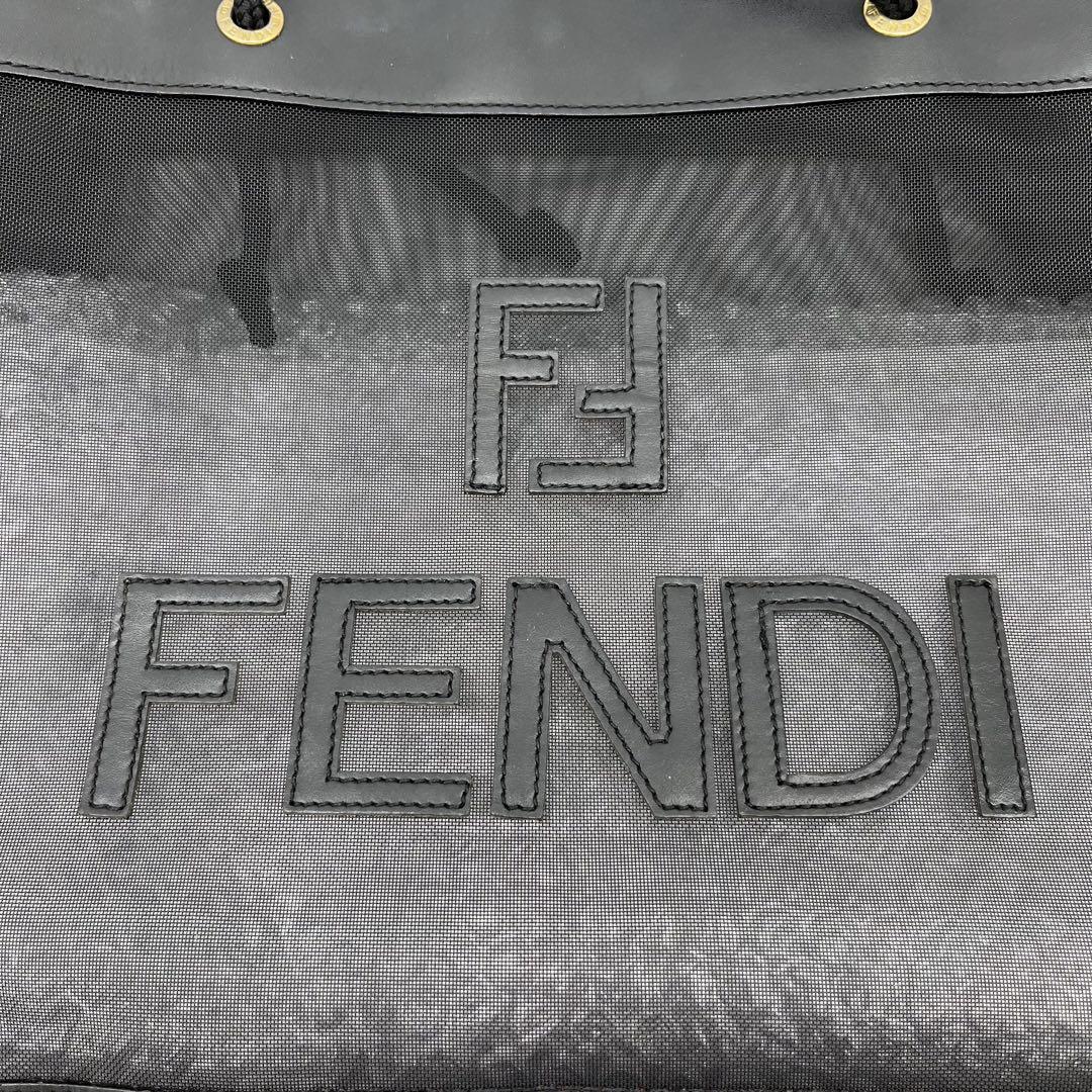 FENDI ブラック メッシュ トートバッグ【ハンドル社外品】