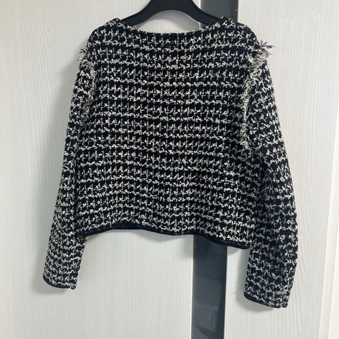 新品未使用 AND COUTURE フリンジニットツイードカーデガン 新品未使用 AND COUTURE フリンジニットツイードカーデガン