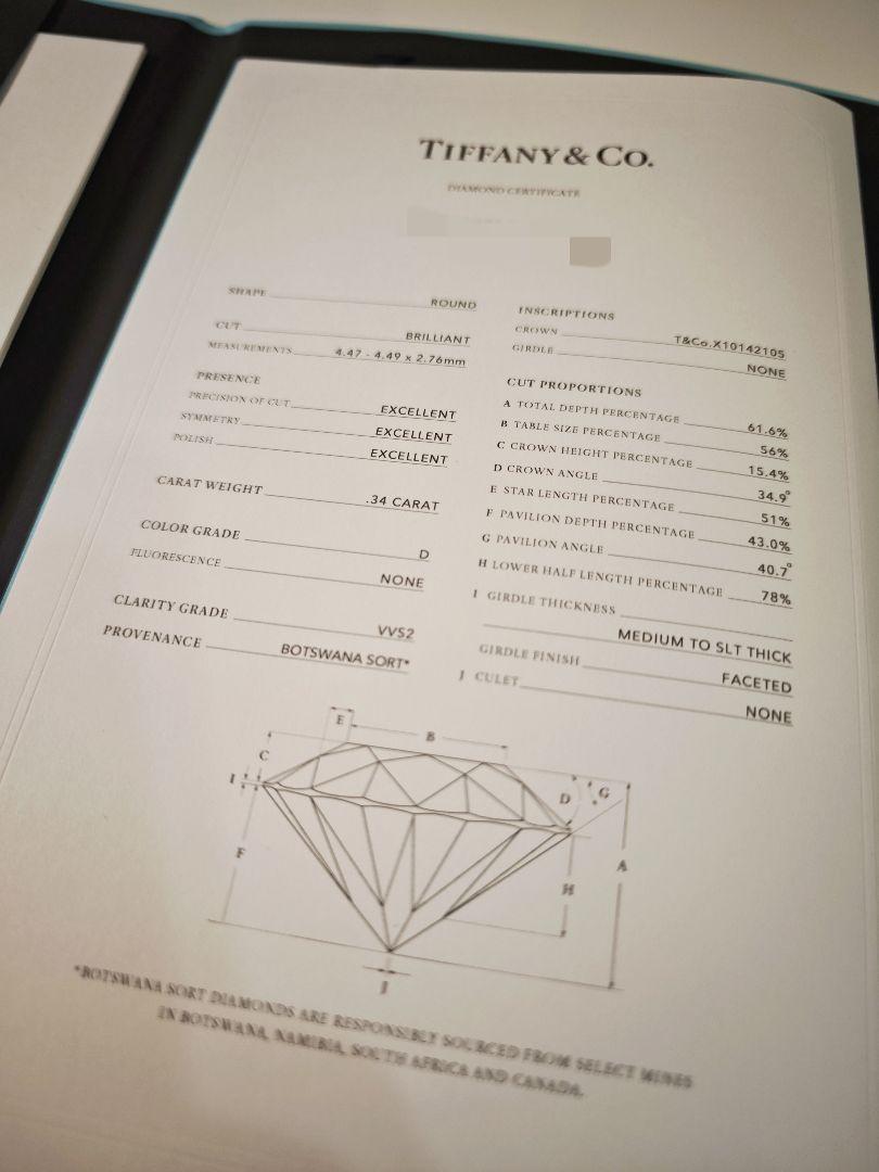 Tiffany|3EX|0.34ct|vvs2|D