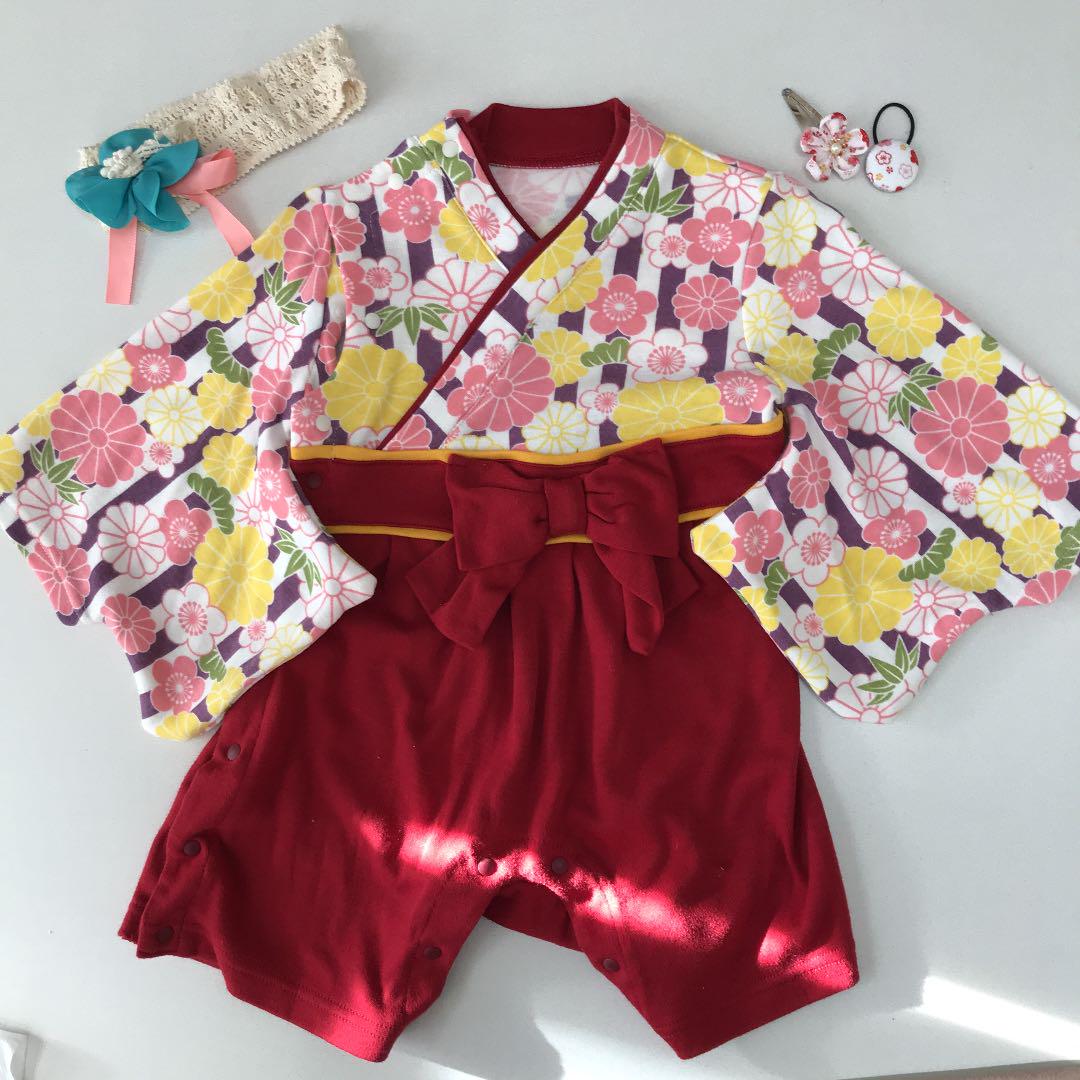 袴ロンパース 女の子 80 ベビー キッズ