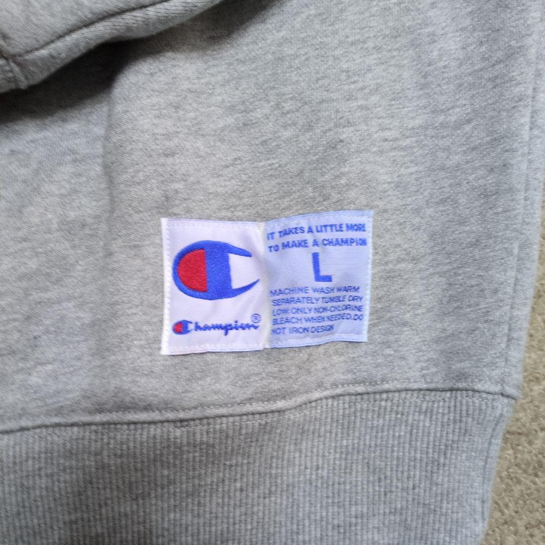 Champion グレー スウェット Lサイズ　スーパーフーディー　クルーネック
