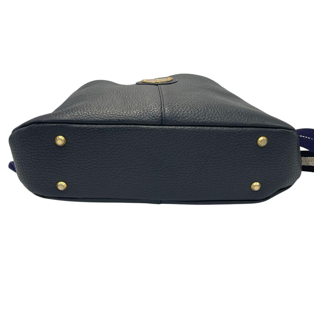 ATAO chivy 2way シボ革 ショルダー ハンドバッグ ネイビー