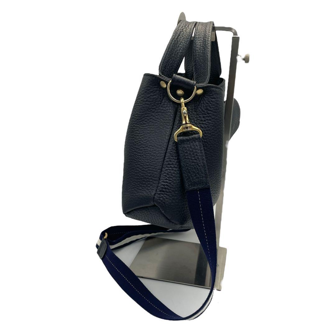 ATAO chivy 2way シボ革 ショルダー ハンドバッグ ネイビー