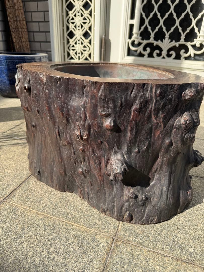 木製ダークブラウン火鉢 アンティーク 木製ダークブラウン火鉢 アンティーク