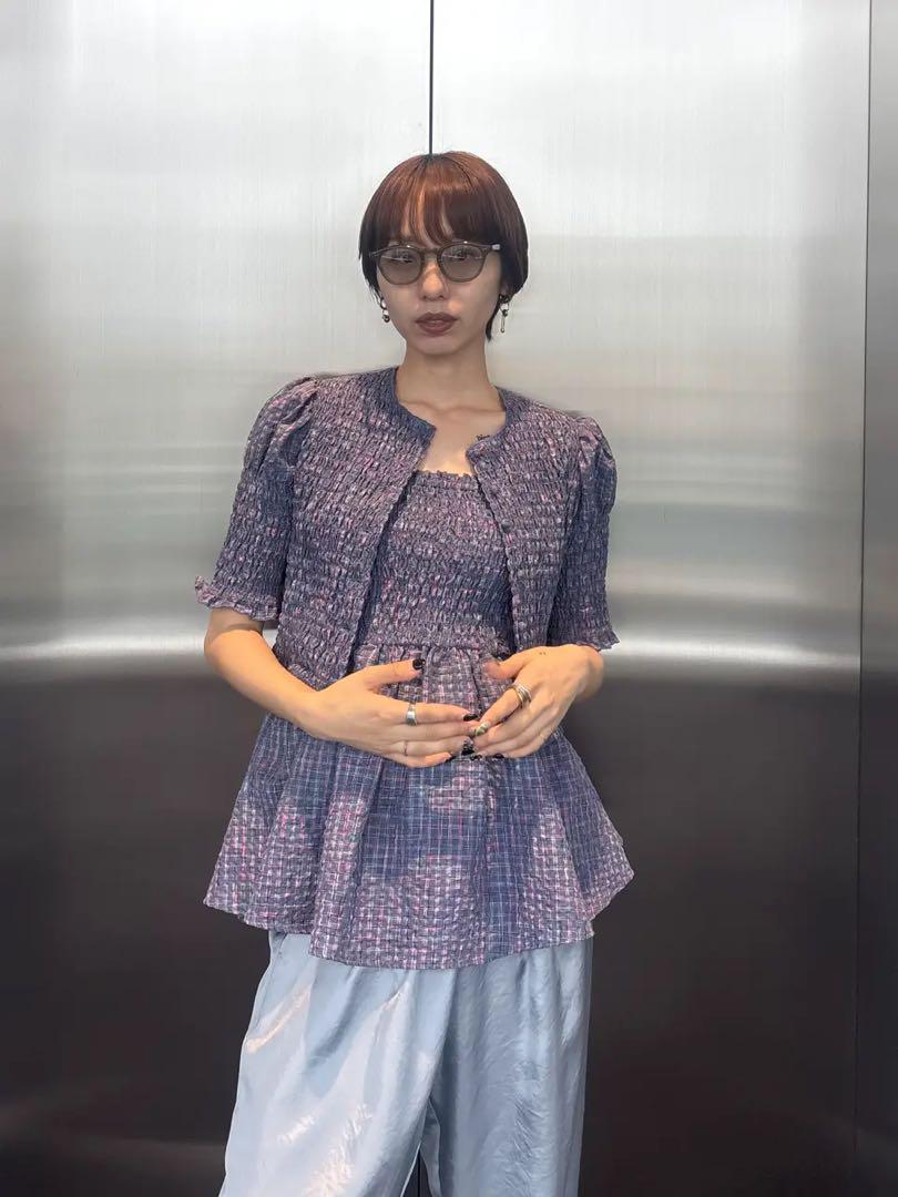 AMERIMEDI BUSTIER SET SHIRRING SHORT TOP トップス