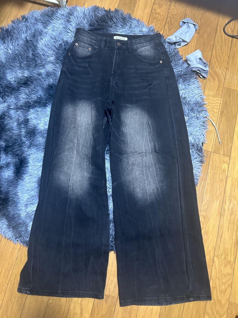 MENES Black Matt Baggy Jeans