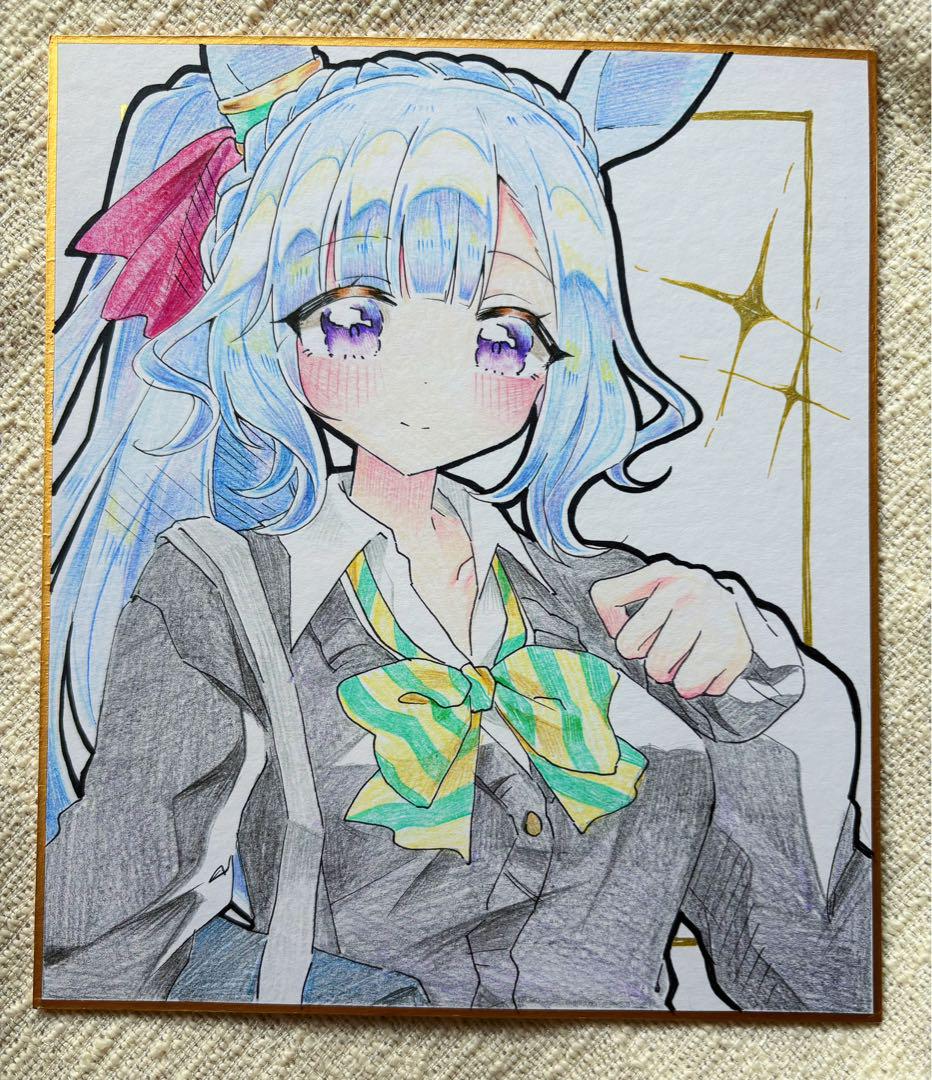 ウマ娘 ウマ娘プリティーダービー メジロアルダン 手描き イラスト 色紙