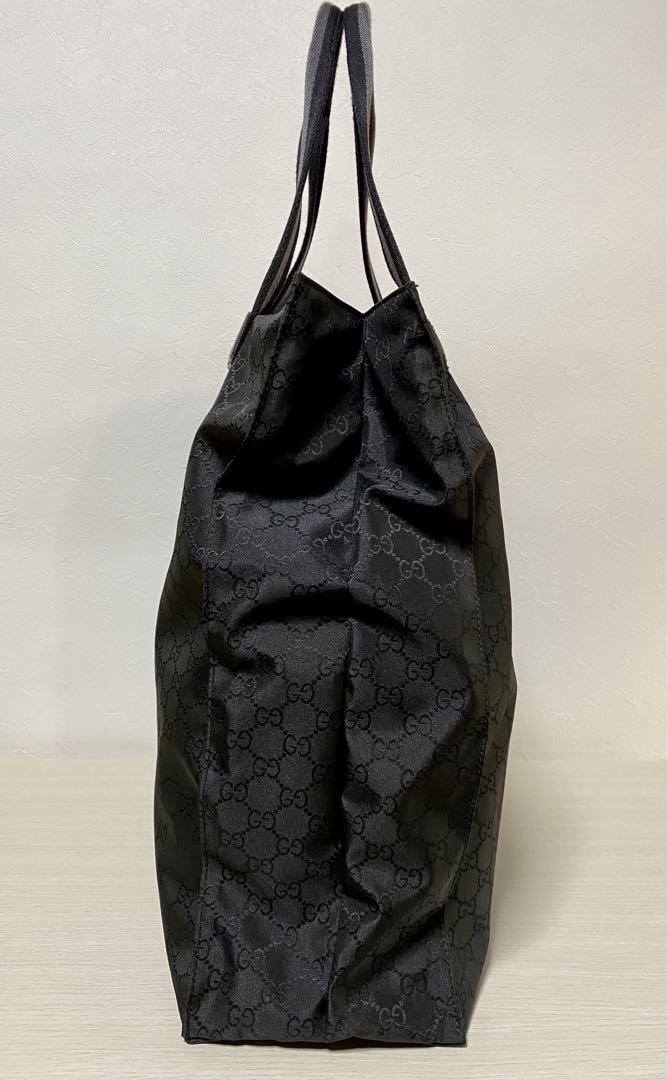 【極美品】GUCCI グッチ トートバッグ GGナイロン レザー ブラック 黒