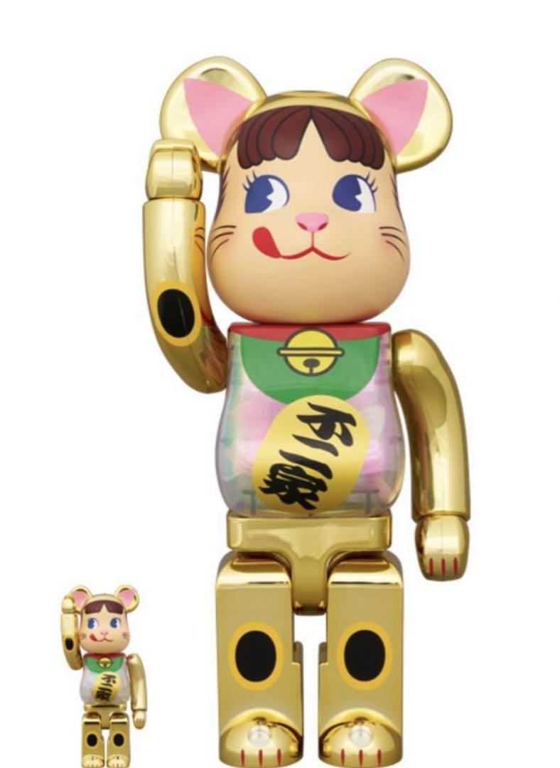 BE@RBRICK 招き猫 ペコちゃん 金メッキ 蓄光ミルキー入り