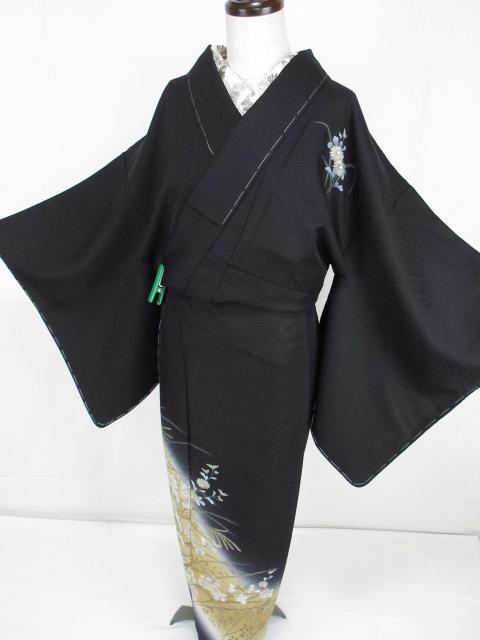 新古品！菊＊稲穂＊桜＊萩＊黒＊紋無し＊訪問着＊トールサイズ＊１６６ｃｍ＊裄６７