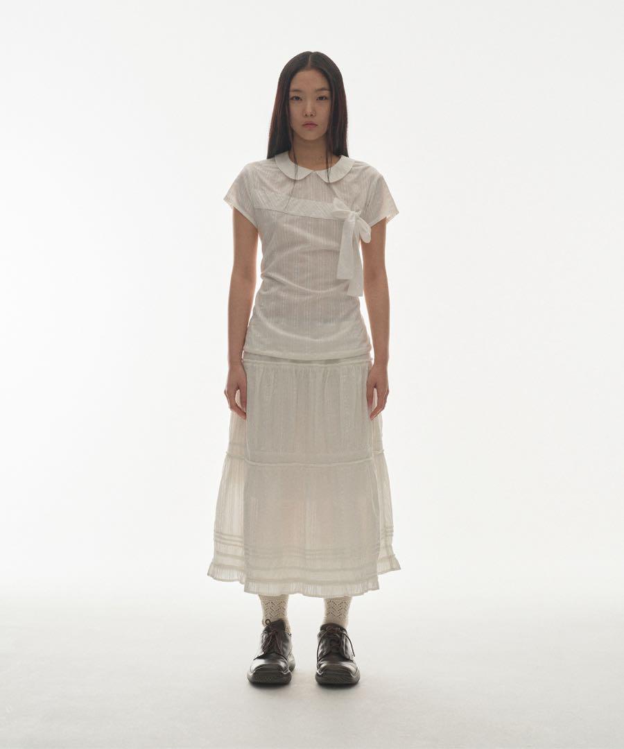 【新品未使用】coyseio SHIRRING MIDI SKIRT WHITE