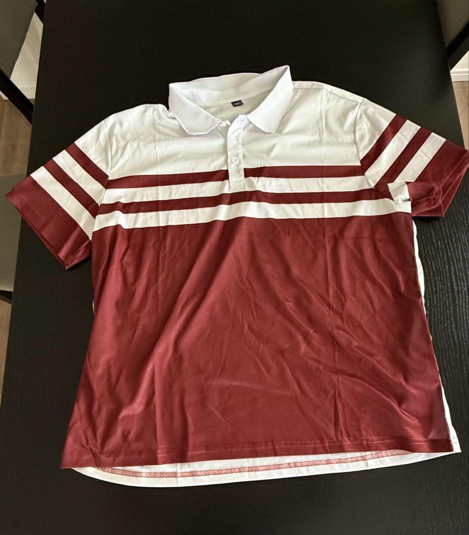 赤と白のストライプ ポロシャツ 3XL - メルカリ