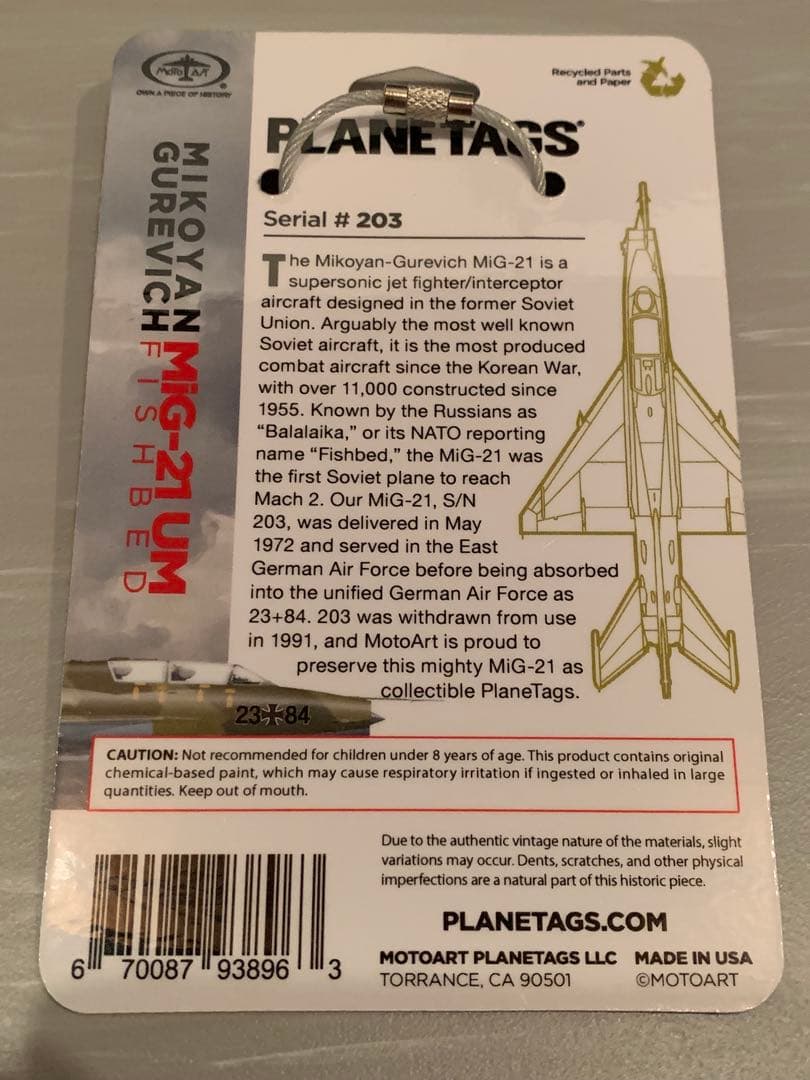 Planetags ドイツ軍 MiG-21 フィッシュベッド タグ キーホルダー Planetags ドイツ軍 MiG-21 フィッシュベッド タグ キーホルダー