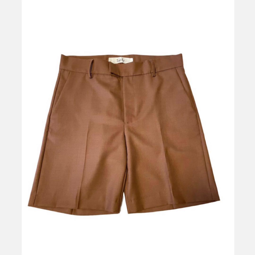 Sefr SVEN SHORTS MID BROWN WOOL