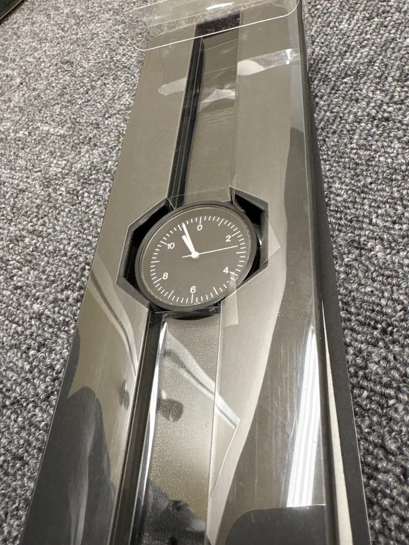 美品★無印良品★腕時計・Ｗａｌｌ　Ｃｌｏｃｋ・黒　バンド：黒革　ＭＪ‐ＷＣＷ１⌘