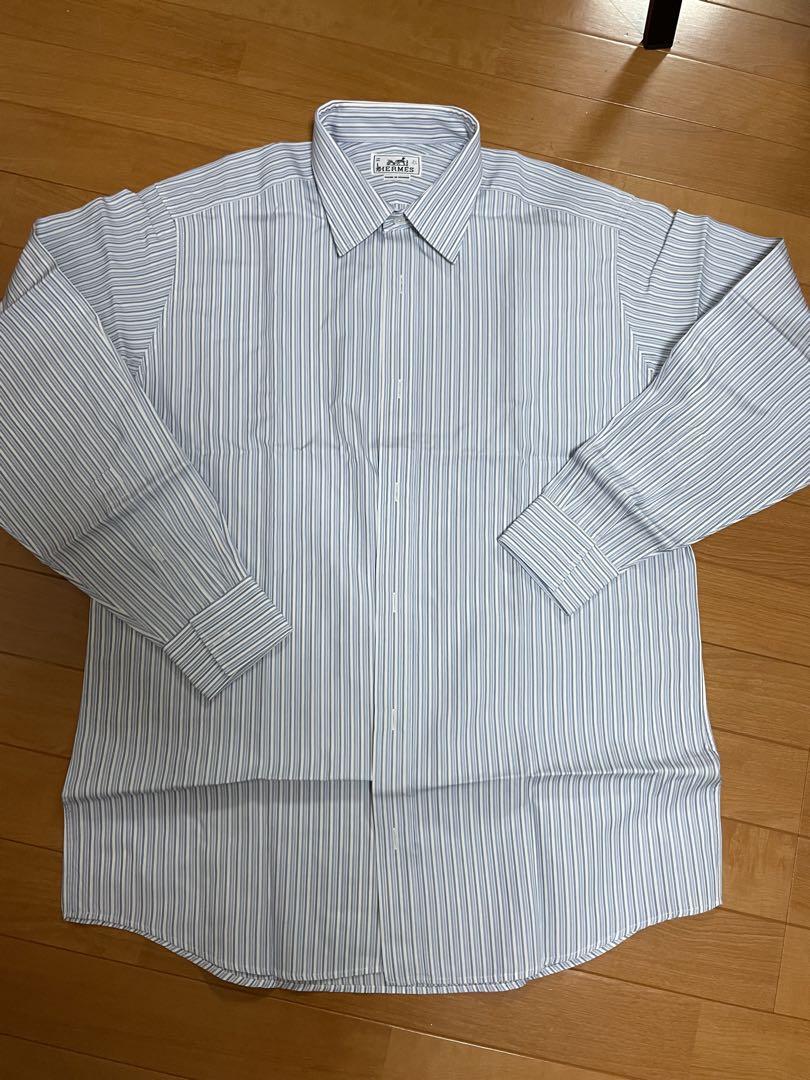 HERMESエルメス ストライプブルーシャツ - メルカリ