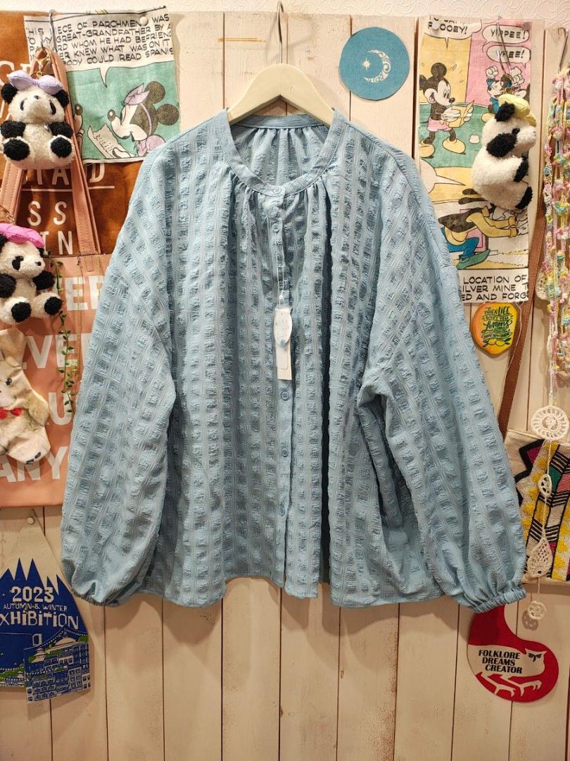 水色コットンカーディガン