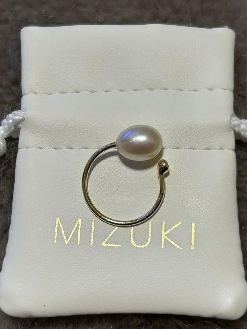 ★美品★MIZUKI 淡水パールダイヤモンドリング14KYG 10号