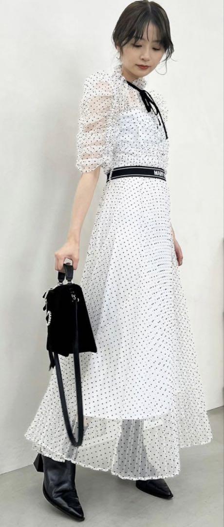 【LILY BROWN×MARY QUANT】ベルト付きドットチュールドレス