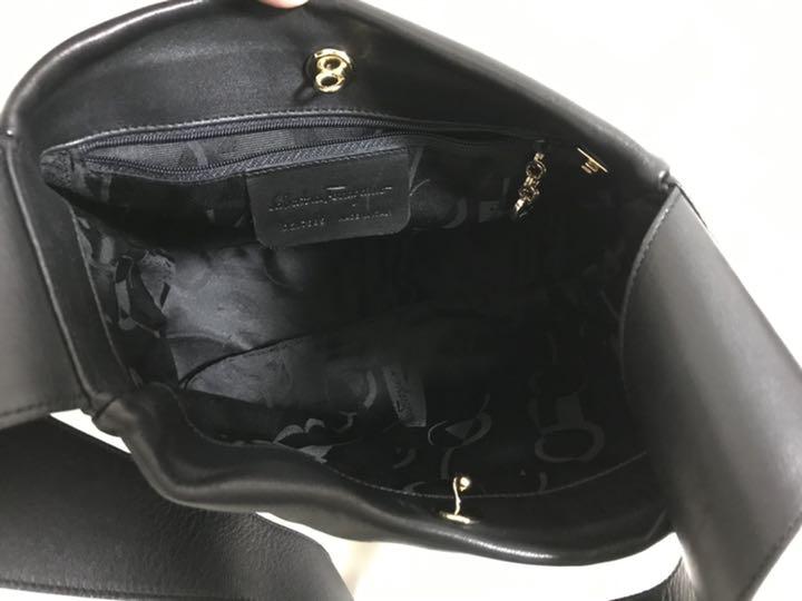 セールHOT 美品本物フェラガモ本革レザーガンチーニワンショルダーバッグビジネスハンドバック黒 tpmds-m42161189180 送料無料得価