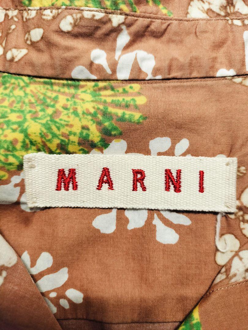 MARNI 花柄ブラウンシャツ 五分袖