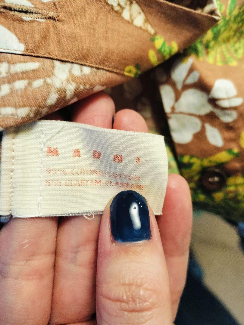 MARNI 花柄ブラウンシャツ 五分袖