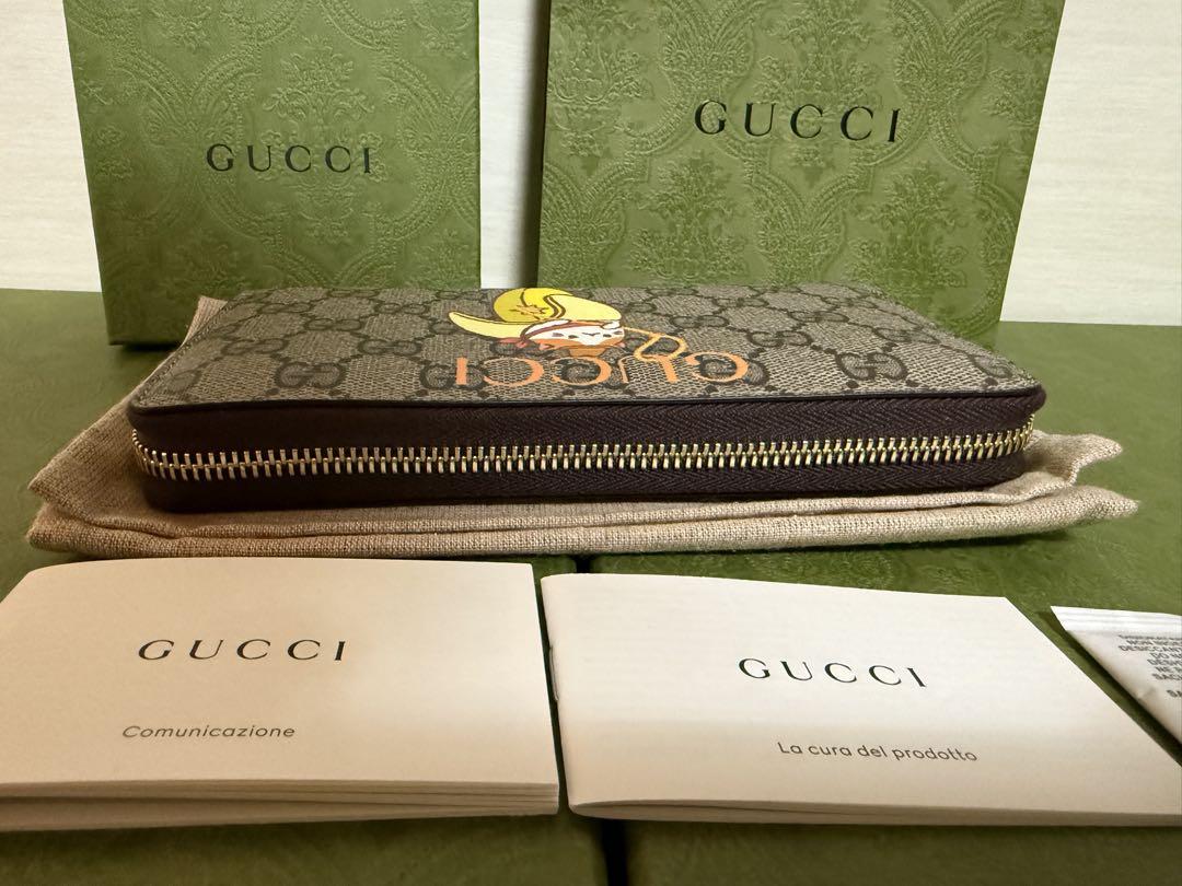 グッチ 財布 レディースGUCCI ラウンドファスナー長財布 ばなにゃ コラボ