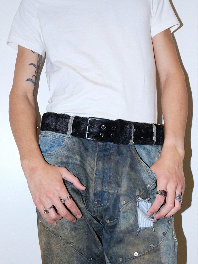 【即発】ファーベルト fancy fur long belt グレー AFB